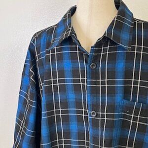 Yago Blue And Black Plaid Mens Shirt Size 3XL Button Up Short Sleeve‎